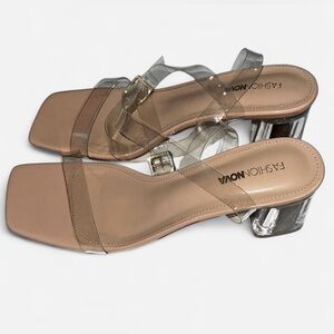 Fashion Nova Clear Strap Sandals with Nude Base